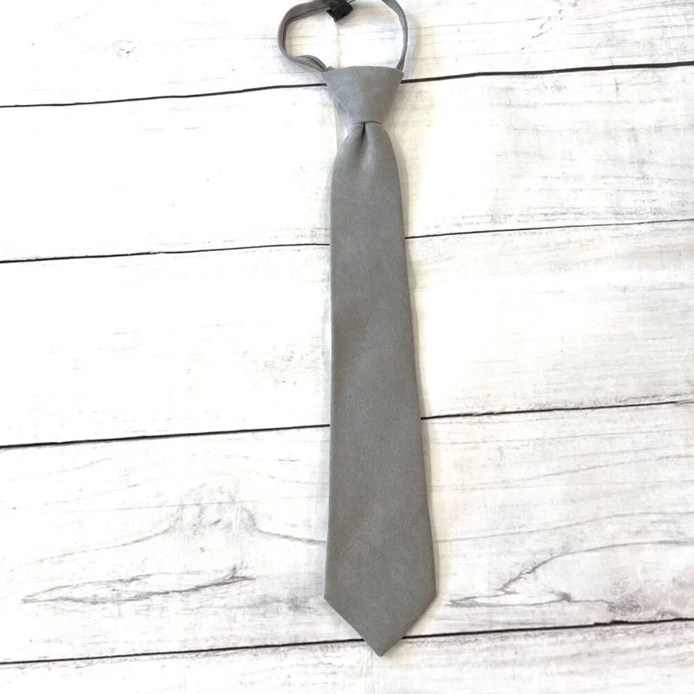 🆕NWT Joseph Lee Kids Suede Gray Zipper Tie